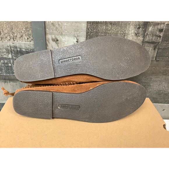 Minnetonka Women's 8.5 Tan Ankle Bootie Real Leather Fringe Southwestern LB14-9 - Picture 6 of 7